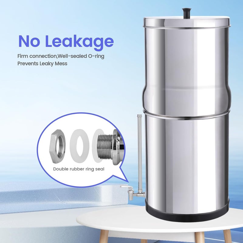 Amwater Stainless Steel 13 Inch Sight Glass Spigot,Compatible with the berkey Gravity-Fed Water Filtration System, Clear View Water Level with Red Floating Ball(Comfortable arc Stainless Steel handle) - Image 1